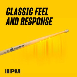 Promark ActiveGrip Drum Sticks - Rebound 7A Drumsticks - For Secure, Comfortable Grip - Gets Tackier As Your Hands Sweat - Hickory Wood - Acorn Tip, Black, One Pair