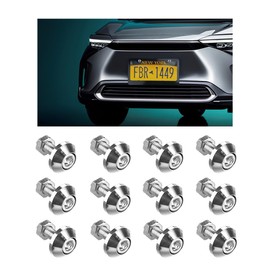Zpana Car License Plate Screws Kits, 12 Sets M6 Aluminum Alloy Motorcycle Tag Frame Bolts with Nuts & Washers, Decorative Vehicle Number Plate Fastener, Universal for SUV RV Truck (Silver)
