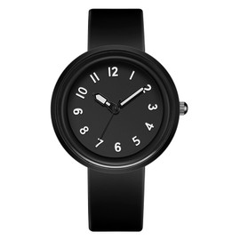 BESTKANG Women's Silicone Strap Watch Quartz Casual Arabic Numerals Waterproof and Easy to Read Simplicity Watches for Women (Black)