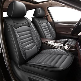 JIAMAOXIN Car Seat Covers, 5 Seats Full Set Faux Leather Car Seat Covers for 2019-2023 Toyota RAV4 (2 Row 5 Seats, Black & Grey)