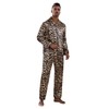 WDIRARA Men's Satin Leopard Lapel Neck Button Down Long Sleeve