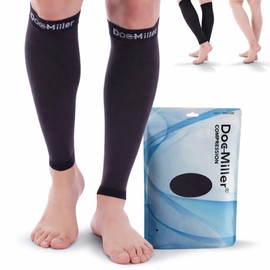 Doc Miller Calf Compression Sleeve for Petite Women & Men, 15-20 mmHg, Footless Leg Sleeve Brace for Varicose Veins, Pregnancy, Running & Cycling, Knee-High, Shin Splints, Recovery, 1 Pair