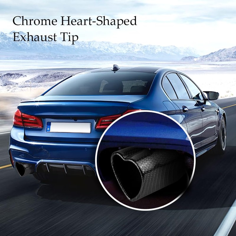 Sakali 63mm Heart-Shaped Tail Pipe Car Stainless Steel Exhaust Muffler