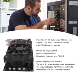 Yunseity Tarjeta Gráfica GTX550Ti, GDDR5 4GB 128BIT 3400MHZ Tarjeta Gráfica para Juegos de Frecuencia de Memoria, 3+1 Fase para HDMI VGA DVI SLI para GPU para Juegos de Computadora de Escr