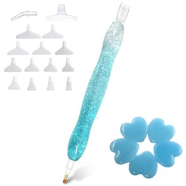Diamond Art Painting Drill Bead Pen Accessories Tool Kit for Adult, 5D Resin Diamond Painting Drill Pen Stylus Tips Placers Heads and Clay Shine Blue