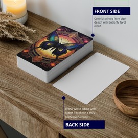 Lunaphora Blank Tarot Cards with Printed Back Design - Create Your Own DIY Tarot Oracle Card Deck - Box of 80 Blank Oracle Cards to Write On (2.75 inches x 4.75 inches) - Butterfly Design