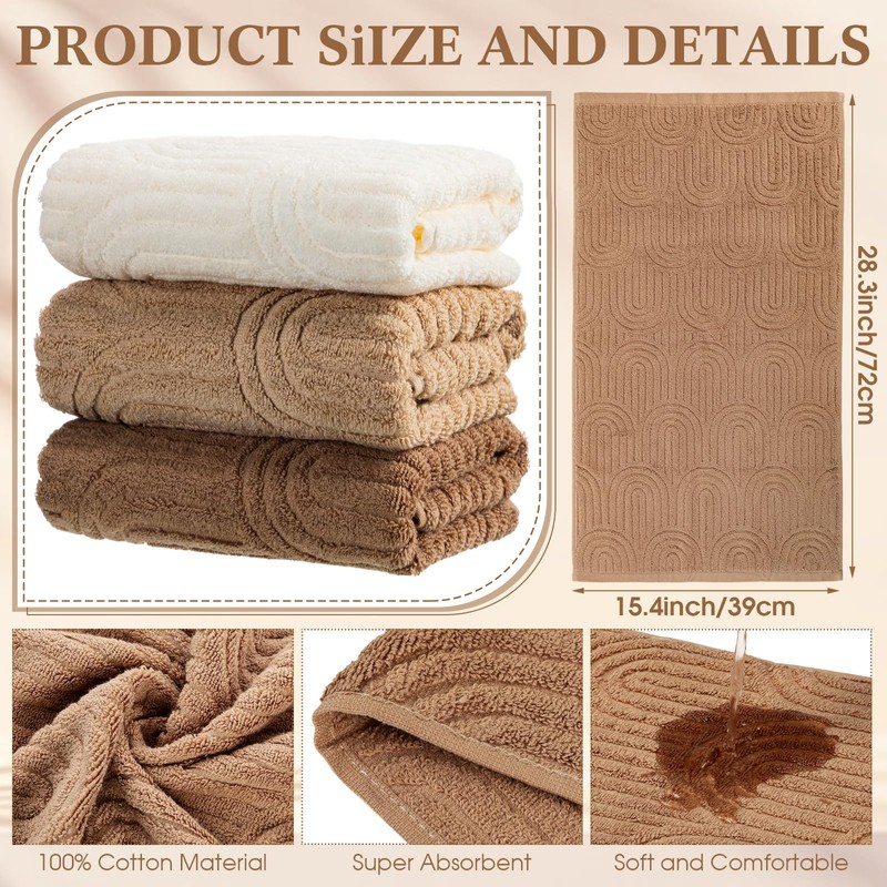 Tegeme 3 Pcs Decorative Hand Towel for Bath Boho Arch