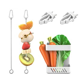 5-Pack Bird Cage Food and Fruit Skewer Set, Parrot Fruit Clip Feeder, Stainless Steel Bird Food Holder, Foraging Toys for Budgies, Cockatiels, and Finch Species