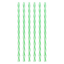 Sunshine Mason Co. Plastic Reusable Drinking Straws 6 Pieces, Green Stripe