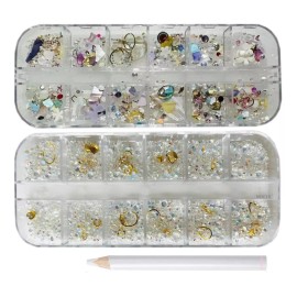 Baby Nails Piedras Flores Balin Estoperoles Concha Nacar Decoracion Uña