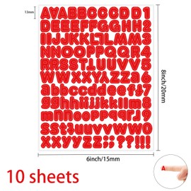 Red Alphabet Letter Stickers, 1/2 inch, 10 Sheets - Self Adhesive Vinyl for Mailbox Numbers, Bulletin Boards, Classroom & Home Decor