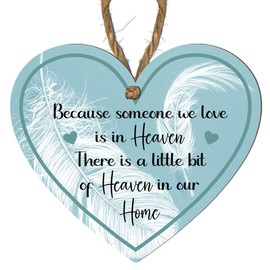 "Heaven in Our Home" Heart-Shaped Memorial Plaque - Available in Blue, Pink, Grey, and Gold - Perfect Sympathy Gift, Size 10cm x 9cm (Blue)