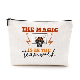 Team Gifts Basketball Gifts Basketball Stuff Cosmetic Bags for Women Makeup Bag, Christmas Birthday Friendship Gifts for Sport Lovers Coach Team Fans Bestie Teacher Travel Toiletry Bag Skin Care Bag