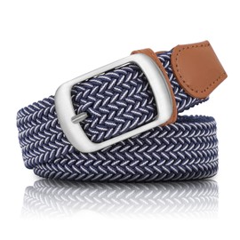 XZQTIVE Fabric Belt Stretch Belt Elastic Braided Belt Elastic Stretchy Belt for Men and Women, 2-Blue+White