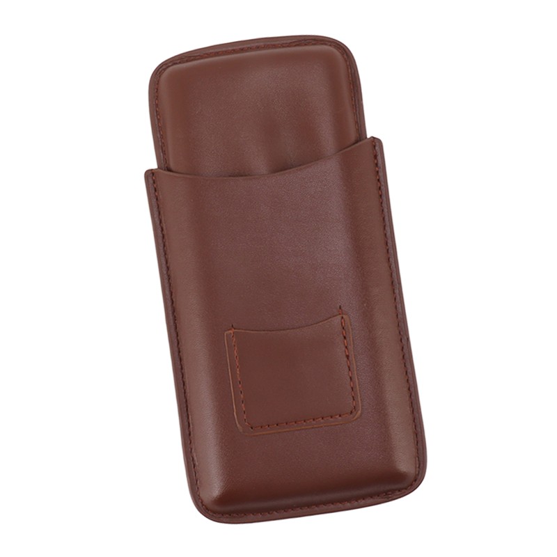 Leather Cigar Case Portable 3 Finger Cigar Humidor Carrying Case