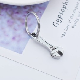 Tool Wrench Urn Pendant Necklace for Ashes Stainless Steel Men Keepsake Locket Memorial Cremation Jewelry Urn Necklace for Human Adult(Keyring)