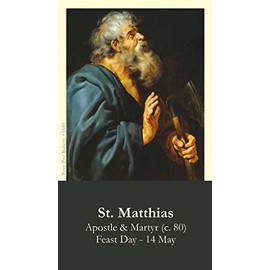 St. Matthias, Apostle, LAMINATED Prayer Card (5-pack), with a Free Jesus Prayer Card