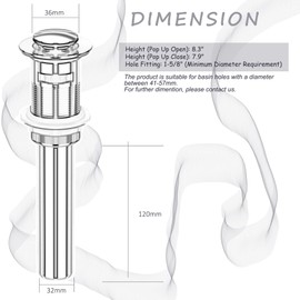 All Metal Brass Pop Up Sink Drain with Overflow, Brushed Gold