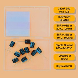 330uF 35V 10x12.5mm Rubycon Electrolítico (paquete de 10)