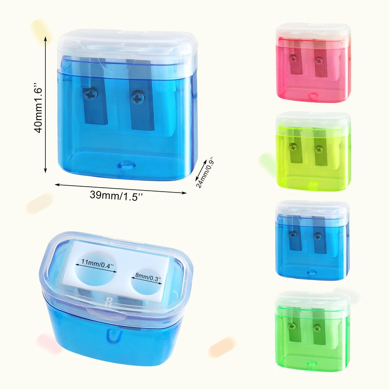 Cretty-Meet 4 PCS Handheld Pencil Sharpeners with Lid, Multicolor Dual