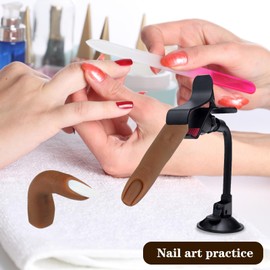 Silicone Practice Fingers for Acrylic Nails, Bendable Fake Training Finger Soft Silicone Fake Finger to Practice Fake Nails, Flexible Nail Practice Fingers Hand for Nail Art(Color 5)