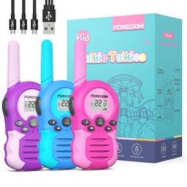 FOREDOM Rechargeable Walkie Talkies for Kids Walkie Talkies Long Range for Boy & Girl Age 3 to 12 Year Old Birthday Toys - 3 Pack