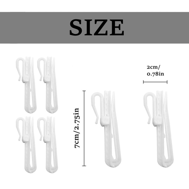 AHEOVSD 20 Pcs Adjustable Plastic Curtain Hooks - Depth Pinch