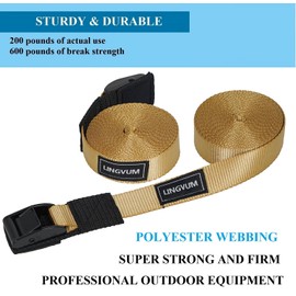 LINGVUM Rack Strap Tie Down Straps for Surfboard SUP Paddleboard Kayak Snowboard and Canoes, 15 Feet (Pair), Red