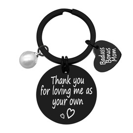 Christmas Keychain Step Mother Gift Stepmom Keychain Appreciation Gift for Stepmother Bonus Mom Jewelry Mother in Law Gift Thanksgiving Birthday Mothers Day Gift from Step Daughter Son Adoption