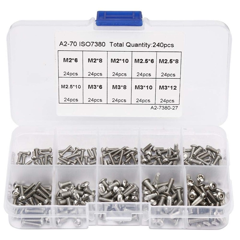 240pcs M2 M2.5 M3 Stainless Steel Hex Socket Screws with