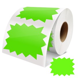 Price Tags Stickers Green 4 x 3 Inches Self-Adhesive Large Sale Sticker Starburst Signs Removable Waterproof Labels for Retail Store Market Business 500 PCS