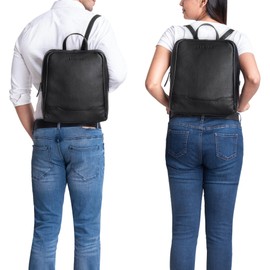 STILORD 'Maxime' Small Leather Daypack for Men and Women Vintage Backpack Anti-Theft for Students City Trips Backpack Genuine Leather Daypack, black, Rucksack