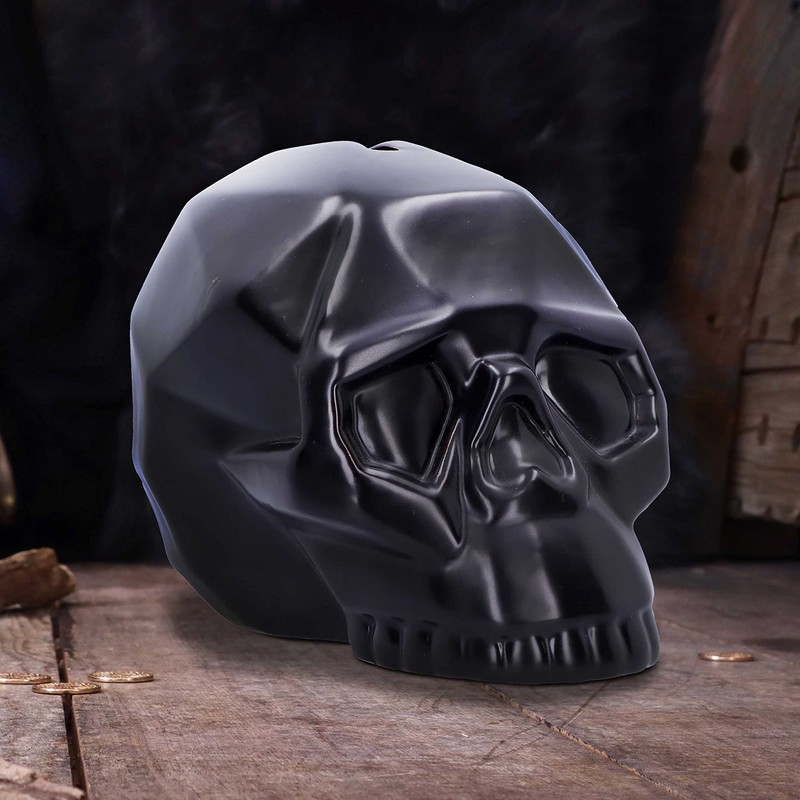 Nemesis Now Geometric Skull Money Box, Ceramic, Black