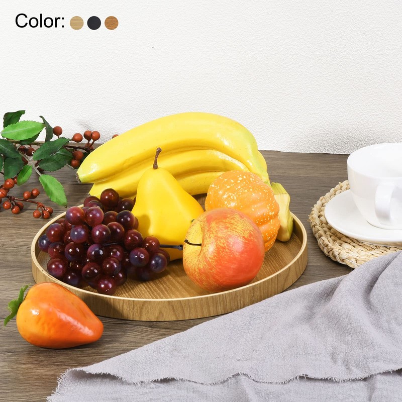 PATIKIL Wood Serving Tray 8 Inch, 1 Pack Round Decorative