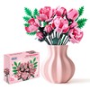 Pink Rose Flower Building Set-10pcs Roses & 2pcs Leaves Botanical