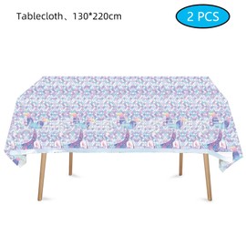 Pack of 2 Party Tablecloths, Party Tablecloth, Cartoon Theme Tablecloths, Decoration Supplies Party Accessories for Children, Birthday Party Decoration (White)