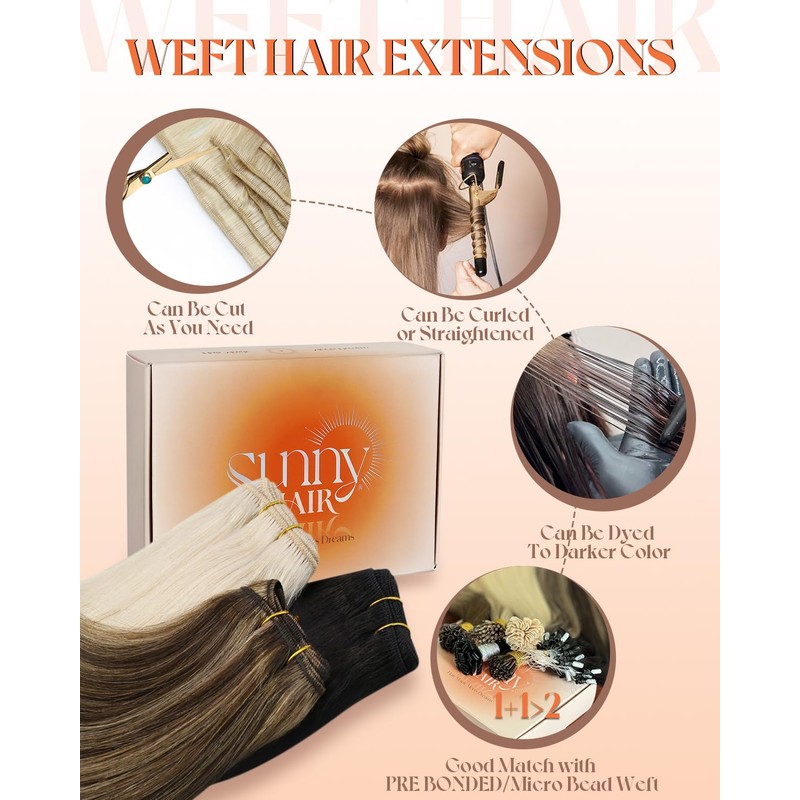 Sunny Copper Weft Hair Extensions Sew in Extensions Human Hair