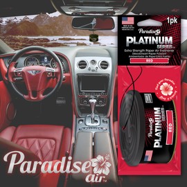 Paradise Air Platinum Hanging Car Air Freshener, 30-Day Long-Lasting Extra Strong Odour Eliminator Fragrance for Car Home or Office - 4 Pack Red Scent