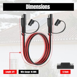 3FT 16AWG SAE Extension Cable, 16 AWG SAE to SAE Quick Disconnect Wire Harness 16 Gauge with SAE Polarity Reverse Adapter for Solar Panel RV Battery Automotive and Marine Applications (16AWG 3FT)