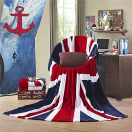 USA/Union Jack Flag Bed Throw Blanket Luxury Coral Fleece Blanket British Flag Chair Cabin Sofa Couch Office Blanket Cozy Warm Soft Plush Travel Blanket Bedspread Cover Beach Throw Blanket 200x150 cm