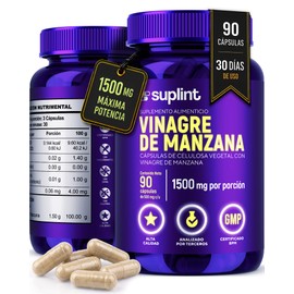 Vinagre de Manzana 1500 mg  Cápsulas de Vinagre de Sidra de Manzana Veganas  Suplemento Natural, Sin OGM ni Gluten  90 Cápsulas para Apoyo Diario     