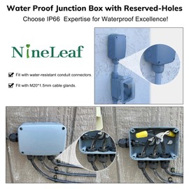Outdoor Junction Box,Nineleaf IP66 Weatherproof Electrical Project Boxes PVC/ABS Plastic Enclosure Box Universal Watertight 4.9 x 3.3 x 2.3 inch (125x86x62mm), Fit with 20mm Cable Gland Grey