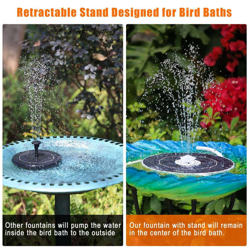 AISITIN 3.5W Solar Fountain with Lights & 1500mAh Battery Backup