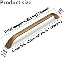 SYZOW Antique Cabinet Handles, Pack of 6 Vintage Furniture Handles, 160 mm Hole Spacing Handles for Kitchen Cabinets, Zinc Alloy Furniture Handles, Kitchen Handles