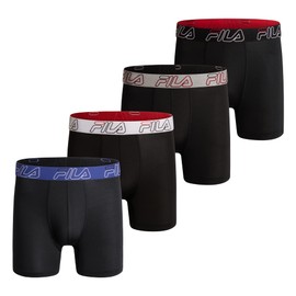 Fila Men's 4-Pack Jersey & Mesh Trunks with Pouch, Black Combination, 4X-Large