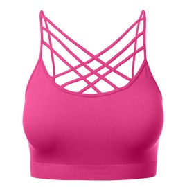 brasier deportivo para mujer con tirantes cruzados, tipo bandeau sin varillas, sin aros, 102-hot Pink-1, 2G-3G