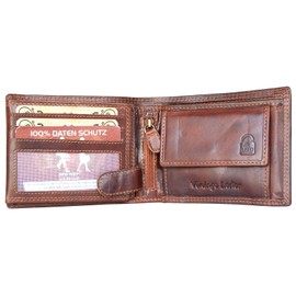 FLW Genuine Leather Biker Head RFID Blocking Full Leather Wallet, brown, Casual