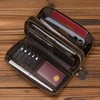 LUUFAN Men's Genuine Leather Wallet Double Zipper Long Wallet Large