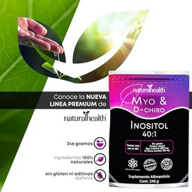 Natural Health. Myo & D-Chiro Inositol Ratio 40:1. Polvo 246 g. Ingredientes naturales.