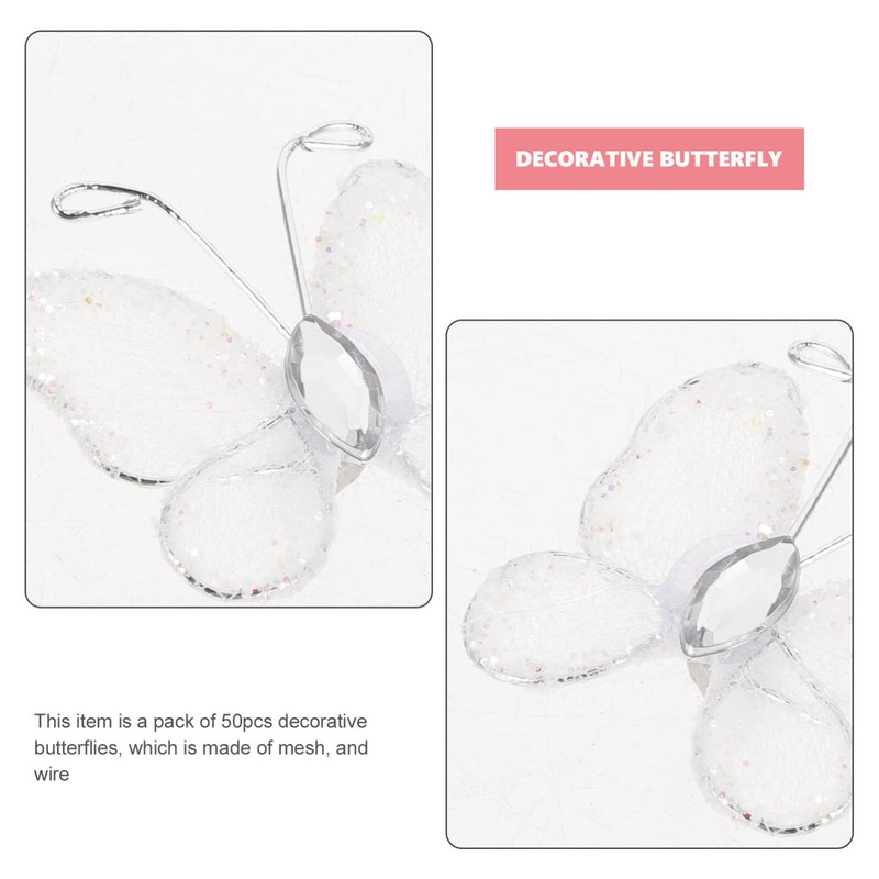Beaupretty - Juego de 50 mariposas para manualidades (malla transparente,